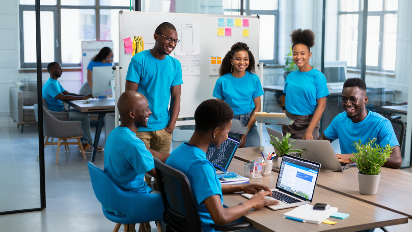 Graphic and UI/UX designers collaborating on a new design project